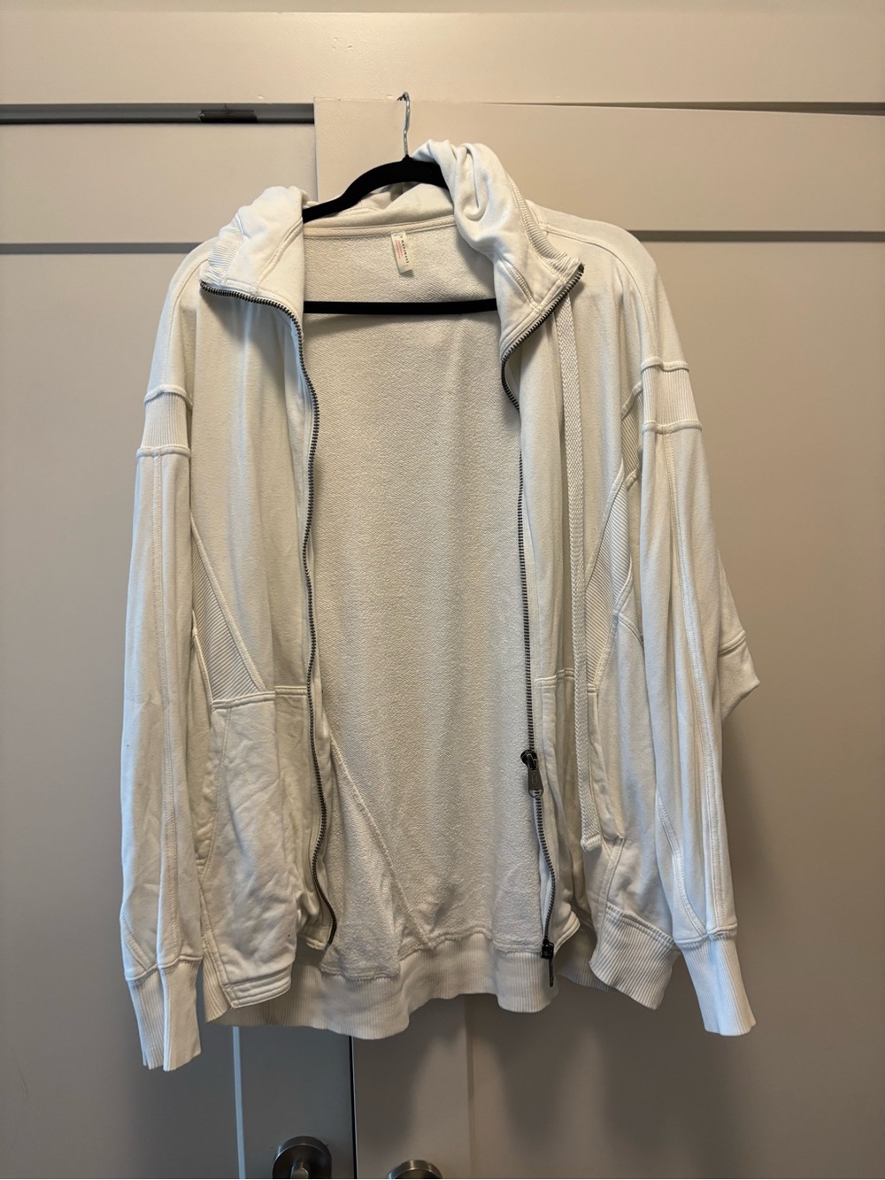 FP Movement White Zip-Up Hooded Sweater
